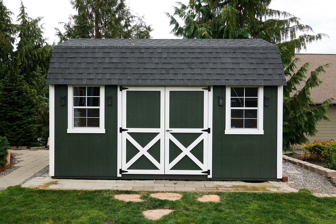 Using a portable storage shed for hunting camp.