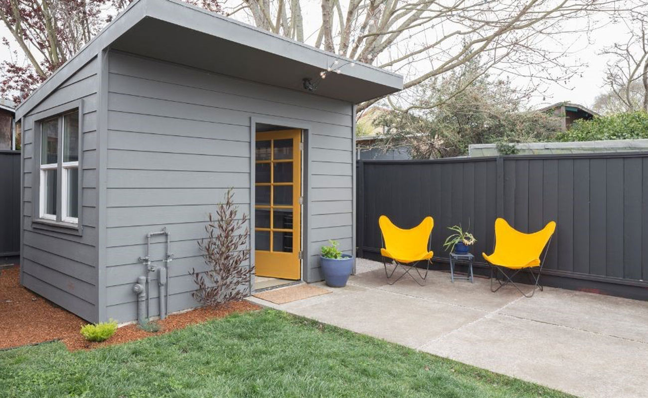 Creating a studio or office from a storage shed.