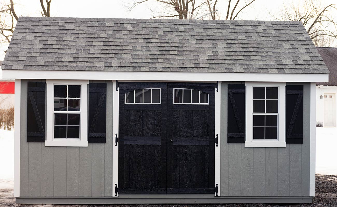 Gray storage shed