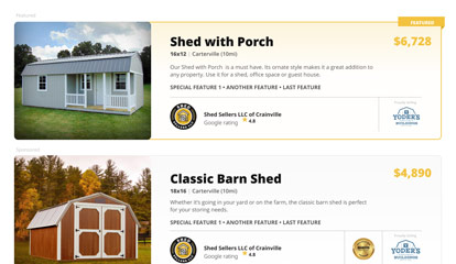 Sheds-For-Sale Featured Listing Advertising Example